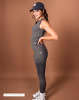 Gray activewear leggings for women, supportive and comfortable