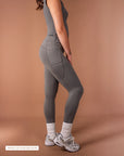 Gray gym leggings by Theia Moon, perfect for workouts